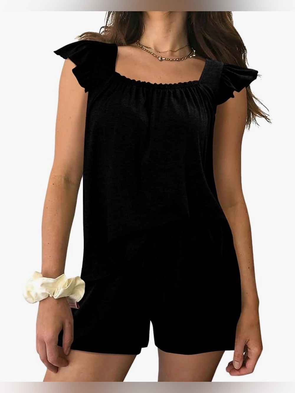 NWOT❗️ Womens 2 Piece Outfits Short Sleeve Lounge Sets in black size M
